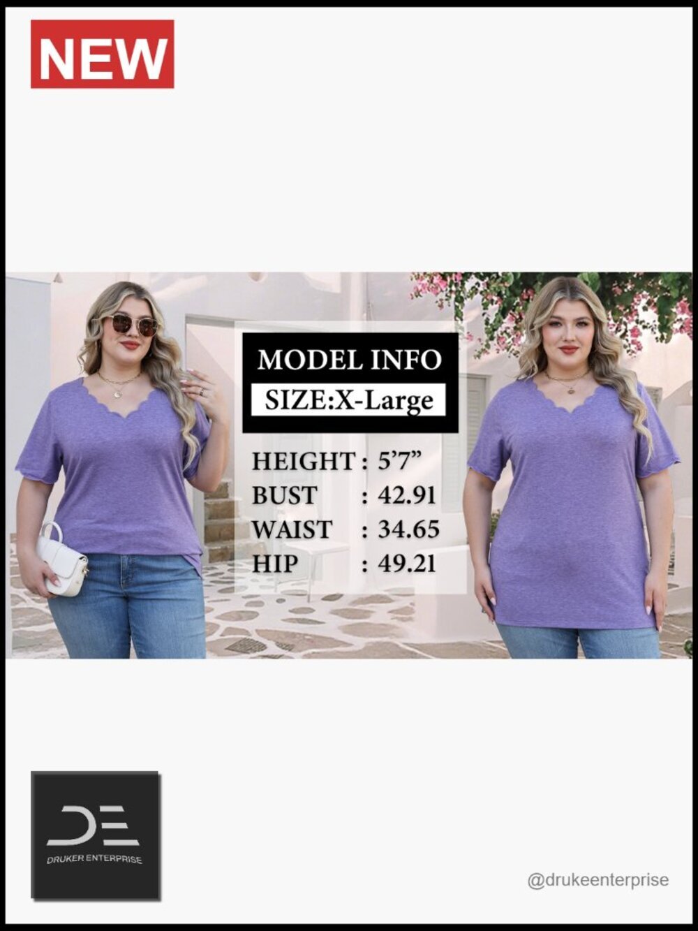 Plus Size V Neck Tunic Tops Loose Fit Short Sleeve T Shirts for Women - Picture 7 of 7